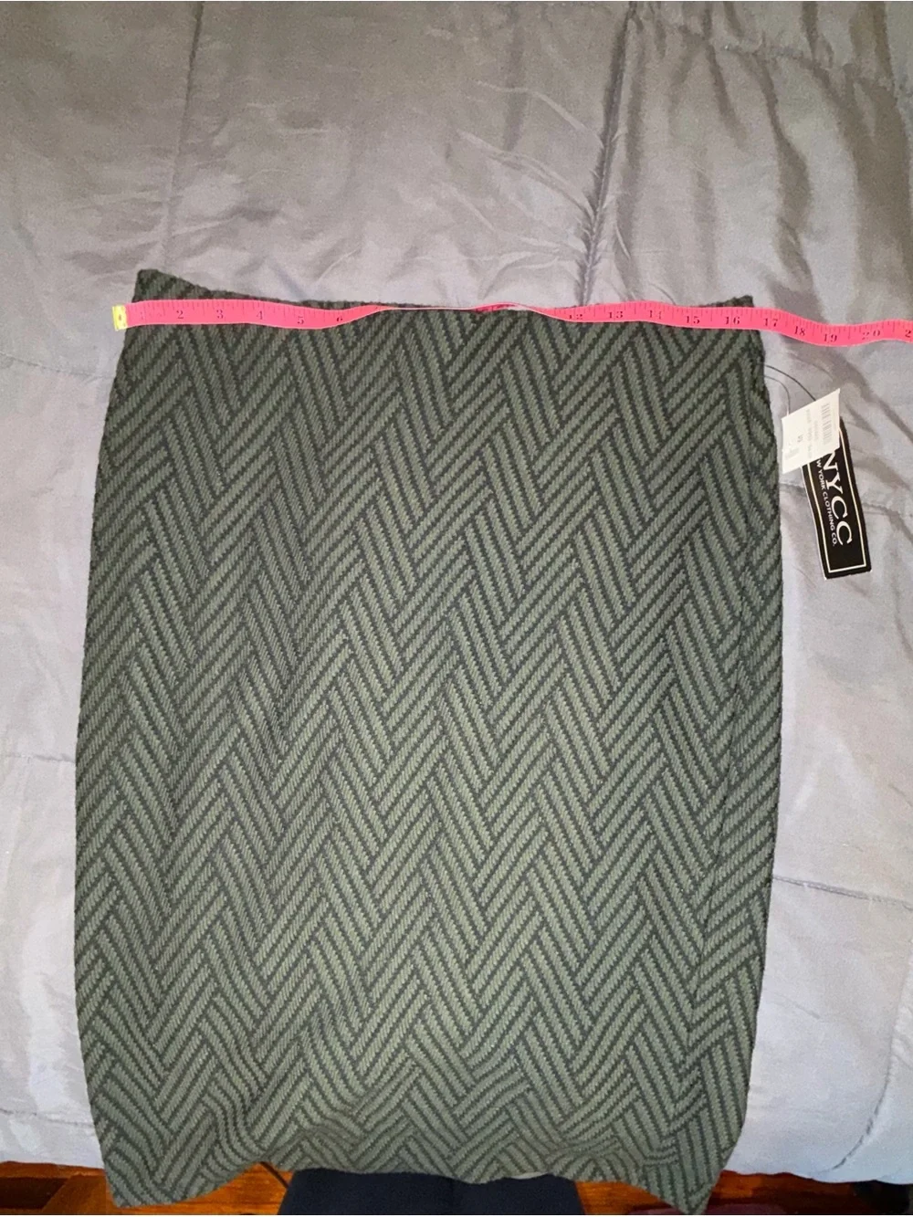 NWT NYCC Green & Black Herringbone Pencil Skirt Size Medium